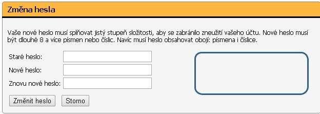 Karta Nástroje V kartě Nástroje můžete provést změnu hesla, zobrazit přehled Vašich přihlášení a změnit barevné nastavení profilu.