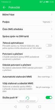 15 z 38 Nastavení střediska zpráv ikonu SMS a MMS. Ťuknete na Další a zvolíte Nastavení. Vyberete Pokročilé.