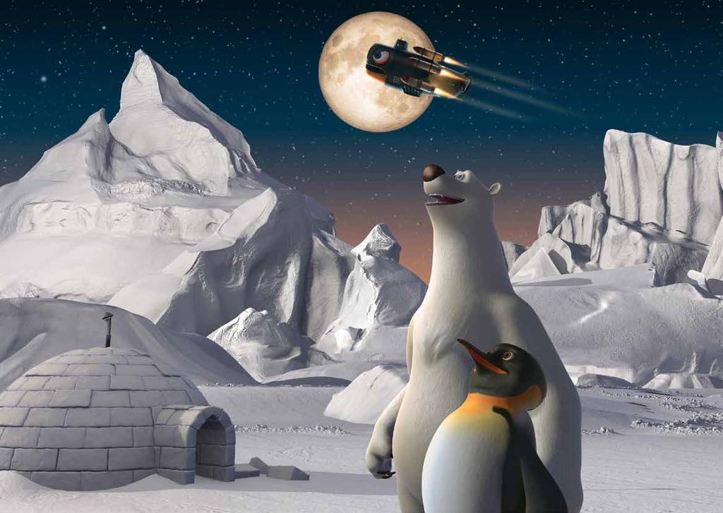 polaris Aneb vesmírná ponorka a tajemství polární noci. James, tučňák putující od jižního pólu, a Vladimír, tak trochu zmatený medvěd od severního pólu, se náhodou potkají v pustinách ledového oceánu.