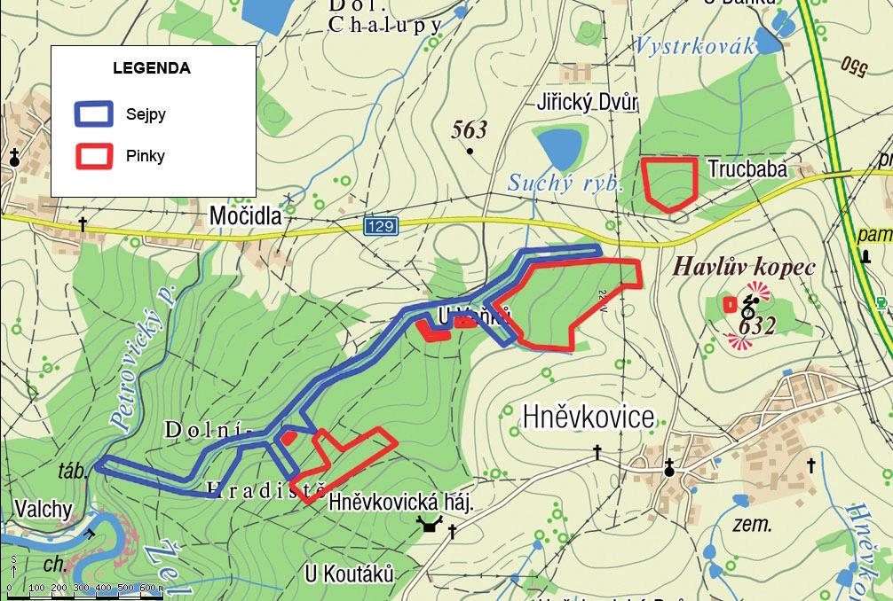 Lokalita Trucbába Valcha Na lokalitě Trucbába bylo zmapováno pinkoviště u silnice vedoucí z Humpolce do Želiva, asi 600 m z. od mostu přes dálnici D1 a 250 m s. od odbočky vedoucí do Hněvkovic.