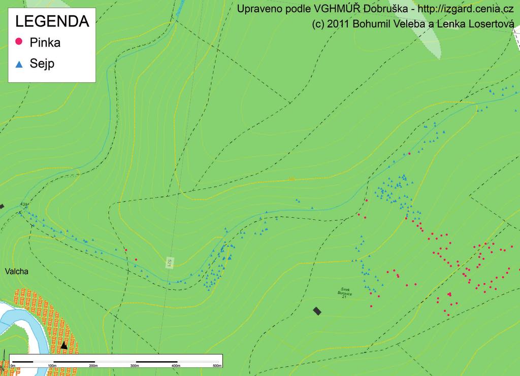 Losertová, Buřival, Losos, Veleba: Pozůstatky po těžbě zlata v okolí Humpolce Obr. 11.