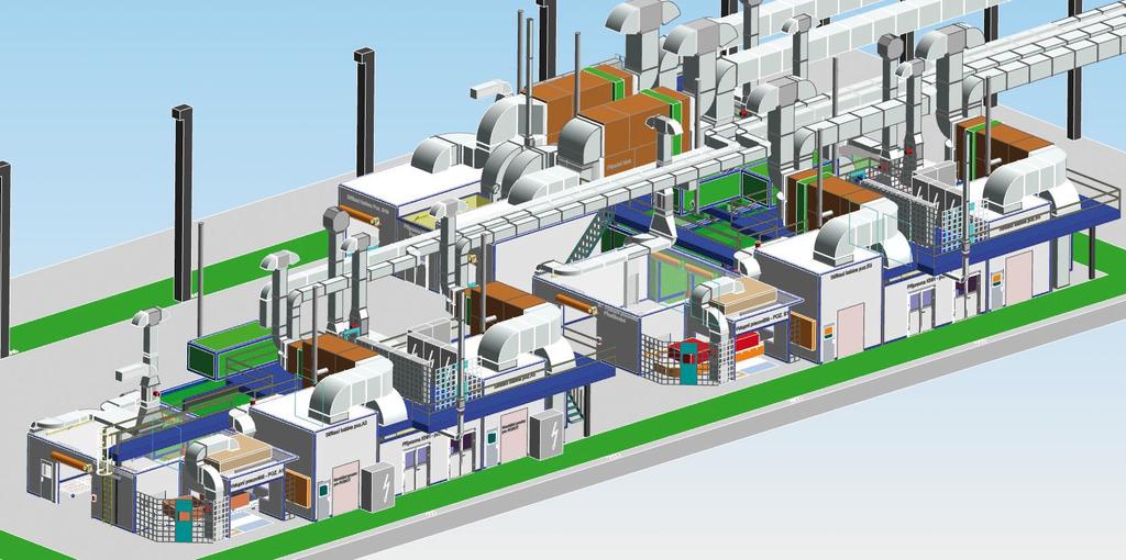 Z technologických potřeb následně vyplynul rozsah dodávaného zařízení a jeho rozdělení do konkrétních lakovacích linek.