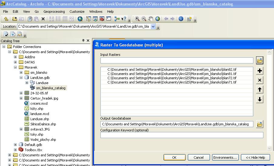strana 17 Tvorba rastrového catalogu a naplnění daty Postup: V ArcCatalogu klikněte pravým tlačítkem myši na vaši geodatabázi, vyberte