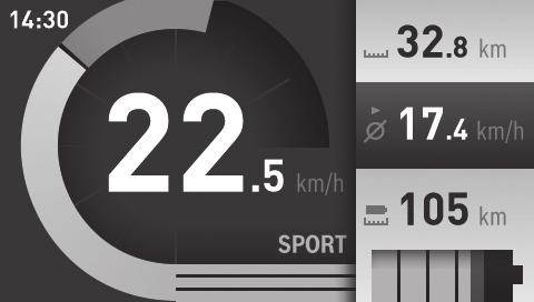 Česky 24 Provozní režim Ride Tento provozní režim vám poskytuje aktuální data o jízdě.