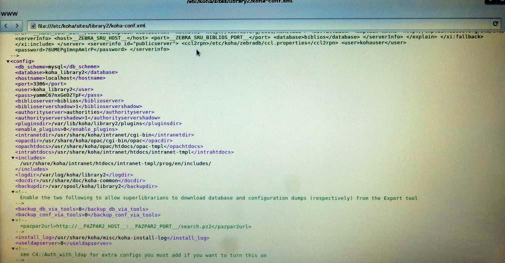 Heslo do knihovnického interfejsu (staff interface) se nalezne v souboru