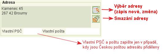 Automaticky se kontrola celé žádosti spouští při zamknutí žádosti a znovu při vlastním podáním žádosti. 7.2.13 Adresa Adresu je nutno v aplikaci zadávat v tzv. formátu UIR ADR.