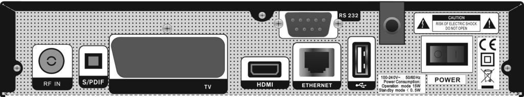 4. Front panel POWER: Přepnutí přijímače mezi pohotovostním a pracovním režimem. MENU:Zobrazení menu na obrazovce nebo návrat do předchozího menu.