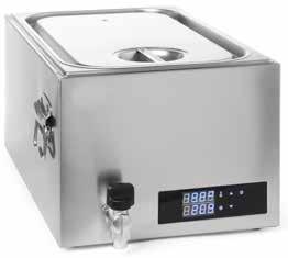 Systém nízkoteplotního vaření za přesné teploty. Termostat pro nastavení teploty od 45 C po 90 C.
