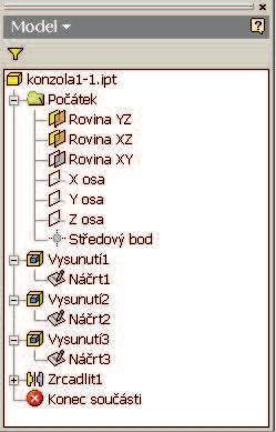 prvotní pro všechny moduly Inventoru je 3D model (part, koncovka *.ipt). Z něho jsou odvozeny sestavy, 2D výkresy, prezentace a podobně. Jakákoli změna 3D modelu se v nich projeví automaticky.