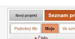 Nový projekt zadávejte pomocí tlačítka Nový projekt v sekci