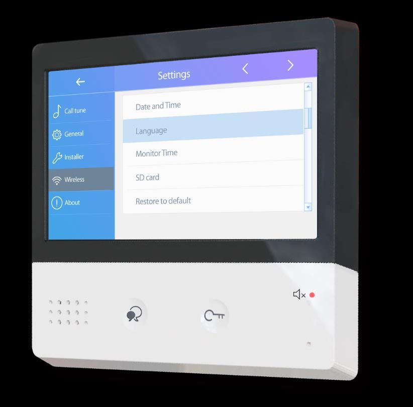 2-drátový systém vs IP WiFi D2 monitor DPM-D277MW Dotykový 7 monitor Vlastní obrazová paměť + SD Přesměrování na WiFi slave