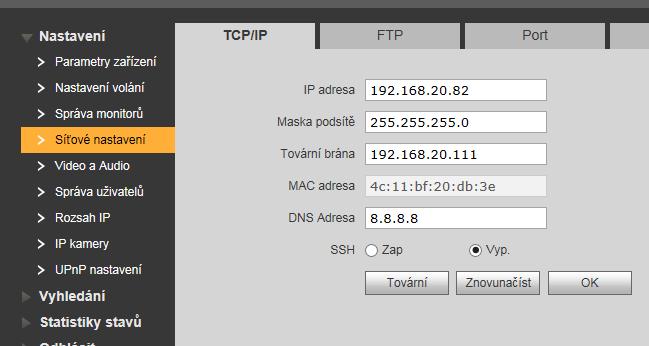 IP systém videovrátných Základní nastavení dveřní stanice WEB managementu: Nastavení > Síťové nastavení (nastavení IP) Nastavení > Správa monitorů (přiřazení ID