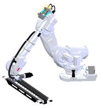 Automatizace lisování IRB 7600FX (7 osý robot) Lisování plechů Nosnost [kg] 100 Obsluha strojů Pracovní dosah [m] 3,10 + 1,75 Manipulace s materiálem 7. osa otočná Zdvih: ±1,75 m Výška: 130 mm Max.