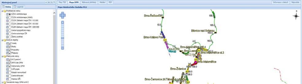 Presentace železniční sítě s využitím databáze předpisu M12 a Digitální