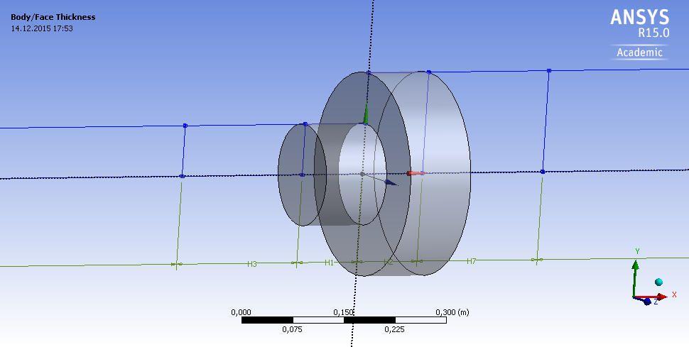 Jelikož je potrubí modelováno ve 3D, byl použit příkaz Revolve, který jednotlivé části obrazce orotuje kolem osy x, a tím vytvoří požadovaný tvar.