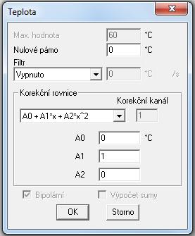 EXAMPLE 1: Teplota Měřená veličina: Měřící metoda: Jednotky: C Poč. des. míst: 0.