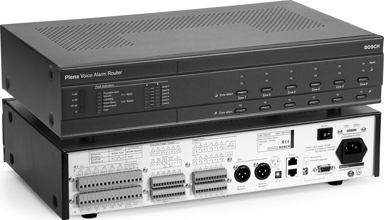 Plena Voice Alarm XXX LBB1992/00 Směrovač LBB1957/00 Klávesnice stanice hlasatele 6 programovatelných tlačítek a tlačítko na hlášení do všech zón Určena k rozšíření stanice hlasatele