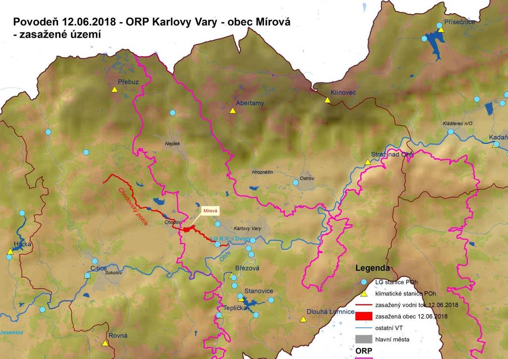 E.4. Přehled průtokové situace 24. týden Mapa č. 6 Zasažené území povodní 12