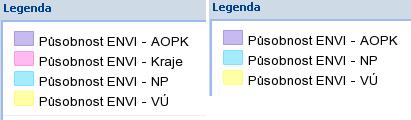 Obrázek 4 Legenda vrstvy působností ENVI a Mokřad Pro kategorii Mokřad je vrstva působnosti mírně odlišná. Namísto krajských úřadů je v tomto případě kompetentní místně příslušná AOPK.