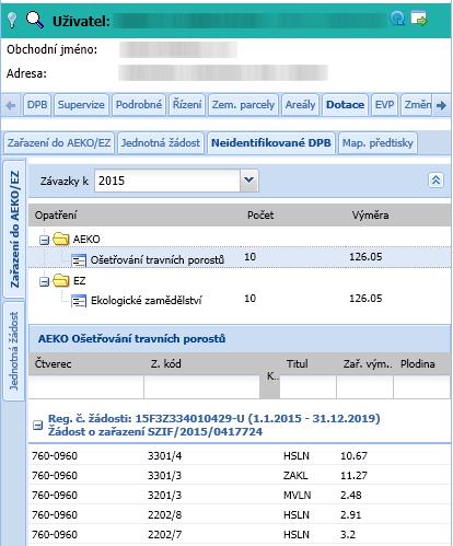 Diverzifikace plodin je ve stromu opatření prezentována jako samostatná deklarace (v JŽ je součástí deklarace SAPS). V této deklaraci jsou řádky rozpadlé podle plodin co řádek, to jedna plodina.