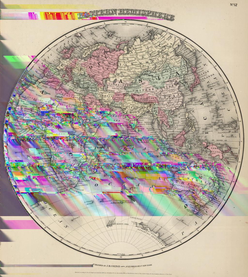 Obra zek 1: Uka zka analyzovane mapy vy chodnı polokoule z David Rumsay Map Collection.