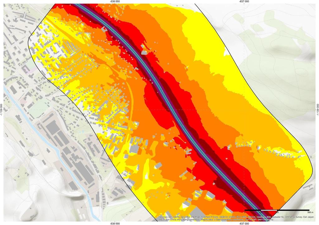 Posouzení realizovaných opatření navržených Akčním plánem I (2008) Velké Meziříčí V0 Velké Meziříčí D1 145,5-146,9 km V0 R stav před realizací protihlukové clony plánované AP I realizovaná