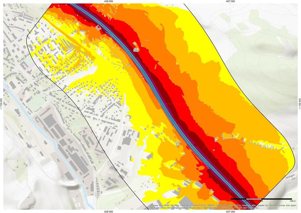 Velké Meziříčí Výška clony 4,0 m Varianty R stav před realizací protihlukové clony plánované AP I realizovaná protihluková clona plánovaná AP I Počet lidí Ekvivalentní hladina pásem akustického tlaku