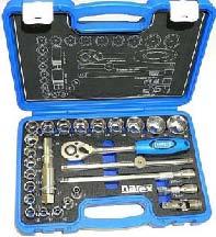 chrome plated surface 8590 Sada hlavic a ovladačů /4 Socket and wrench set /4 8590 0 3x /4 6HR hlavice / sockets: 4-4,5-5-5,5-6-7-8-9-0--2-3-4 x /4 ráčna s přepínací páčkou / ratchet 3x /4