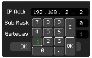 Obr. 2-65 Okno nastavení LAN Stisknutím tlačítka F2 v menu IO Set (RS232), můžete měnit hodnotu přenosové rychlosti. Viz IO menu Nastavení (RS232) na obr. 2-64.