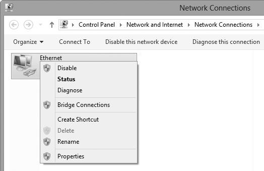 1) nebo na položku Local Area Connection (Připojení k místní síti) (Windows 7) a vyberte možnost Properties (Vlastnosti).