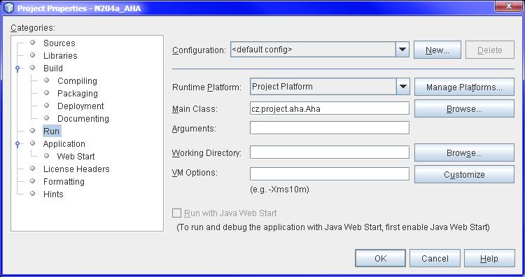 106 Java 8 Úvod do objektové architektury pro mírně pokročilé Obrázek 4.4 Nastavování vlastností pro spuštění aplikace 4.