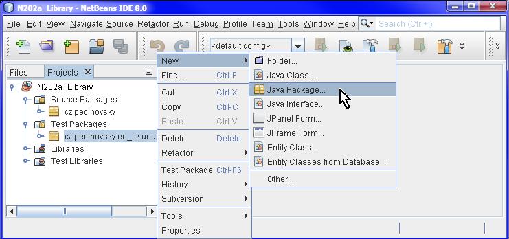Kapitola 3: Projekty v NetBeans Library 81 3.5 Práce s balíčky Balíčky můžete v průběhu vývoje vytvářet, rušit, přejmenovávat, přesouvat a kopírovat.