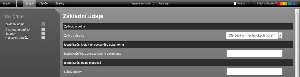 Základní údaje Nový soubor je vždy otevřen na části Základní údaje V této části je možné vyplnit