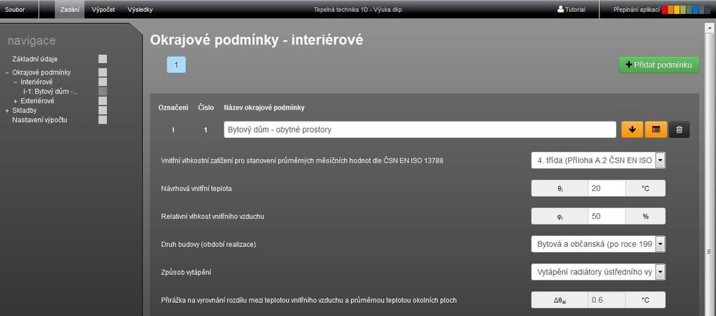 Okrajové podmínky interiérové 6/6 Z katalogu se vloží téměř celé zadání okrajové