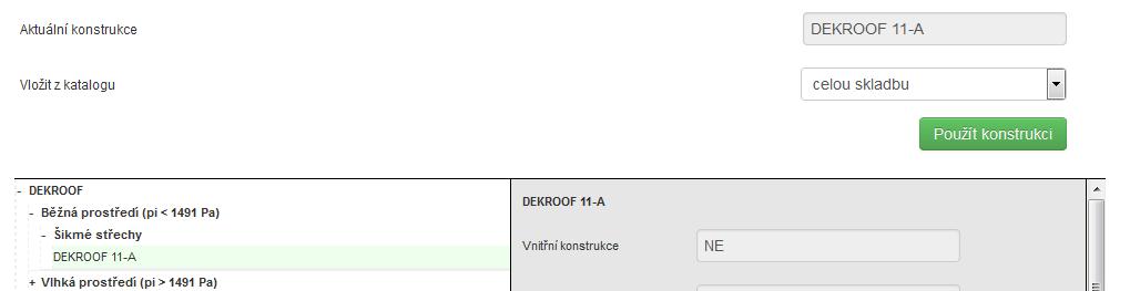 Skladba B 5/6 V seznamu kliknutím rozbalíme stromovou strukturu až ke skladbě DEKROOF 11-A pro