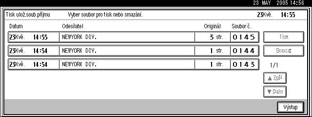 Zmìna/Potvrzení komunikaèních informací Tisk pøijatîch a uloôenîch dokumentù Chcete-li vytisknout dokumenty uloôené na pevnî disk, pouôijte následující postup. A Stisknìte [Informace].