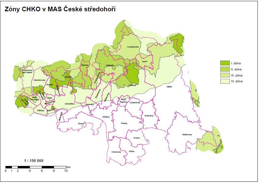 Obrázek 12 Zóny péče CHKO České středohoří (na území MAS) Zdroj: CHKO ČS Litoměřice 2.1.4.