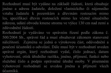 Legislativní rámec kácení dřevin rostoucích mimo les - odst.1 ) Ke kácení dřevin je nezbytné povolení orgánu ochrany přírody, není-li dále stanoveno ) jinak.