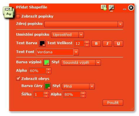 Lze využít buď hromadné nastavení symbologie pro všechny přidané shapefily (bod ) nebo individuální nastavení symbologie pro každý přidaný shapefile zvlášť (bod 3).