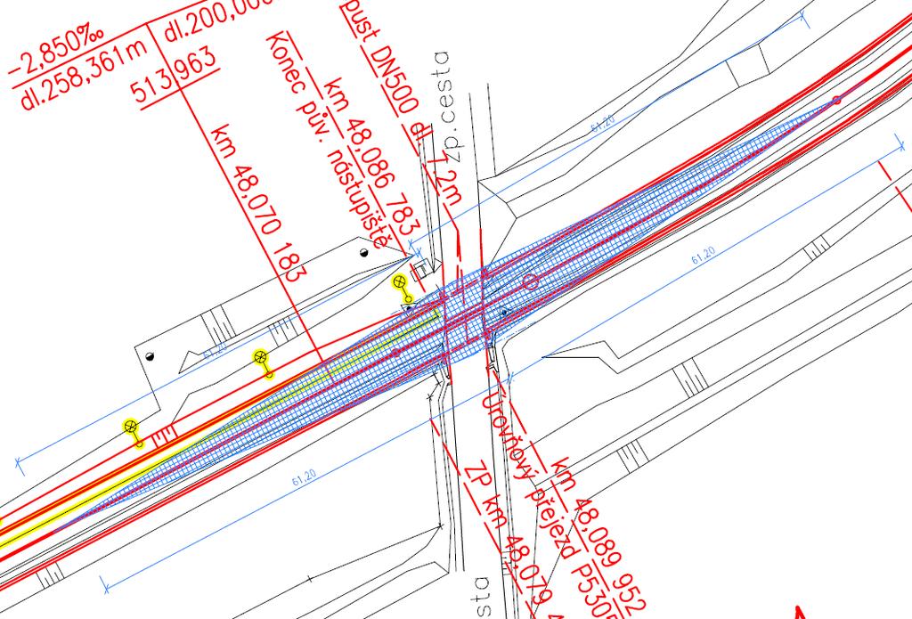 3.4 Přejezd P5305 VÝPOČTOVÉ HODNOTY: FAST VUT BRNO Ústav železničních konstrukcí a staveb BAKALÁŘSKÁ PRÁCE PŘÍLOHY K PRŮVODNÍ A TECHNICKÉ ZPRÁVĚ traťová rychlost (porucha světelné signalizace) V ž =