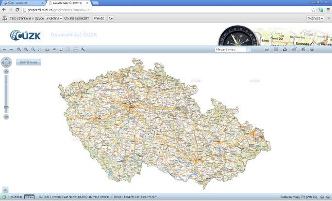 Mapového serveru ČSOB Geoportál ČÚZK -