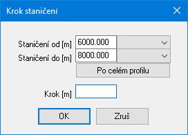 Pevný krok: Po stisknutí tlačítka se rozsvítí tento panel: Nástroj slouží pro doplnění trasy staničeními ve