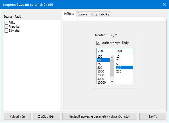 Skupinové zadání parametrů řadů Nástroj je určen k hromadnému nastavení parametrů výkresů jednotlivých řadů.