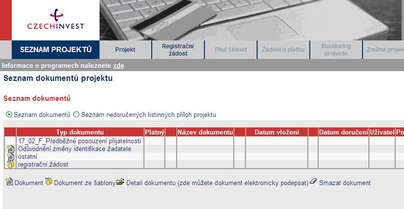 Kliknutím na tuto ikonu vygenerujte novou registrační žádost. Dále pokračujte dle kontextové nápovědy.