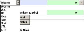 Zpoplatňovaný zdroj se může skládat z více spalovacích zdrojů. Jejich přidání se provádí tlačítkem. Přidání dalšího zpoplatňovaného zdroje se provádí tlačítkem.