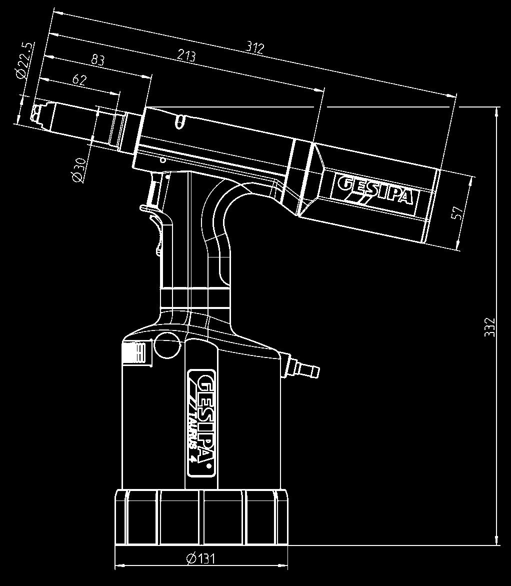 100 ml, 1 nádoba pro doplňování oleje, návod k obsluze se seznamem náhradních dílů Trhací nýty do Ø 6,4 mm všechny materiály a do Ø 8 mm hliník (max. Ø trnu 4,5 mm).