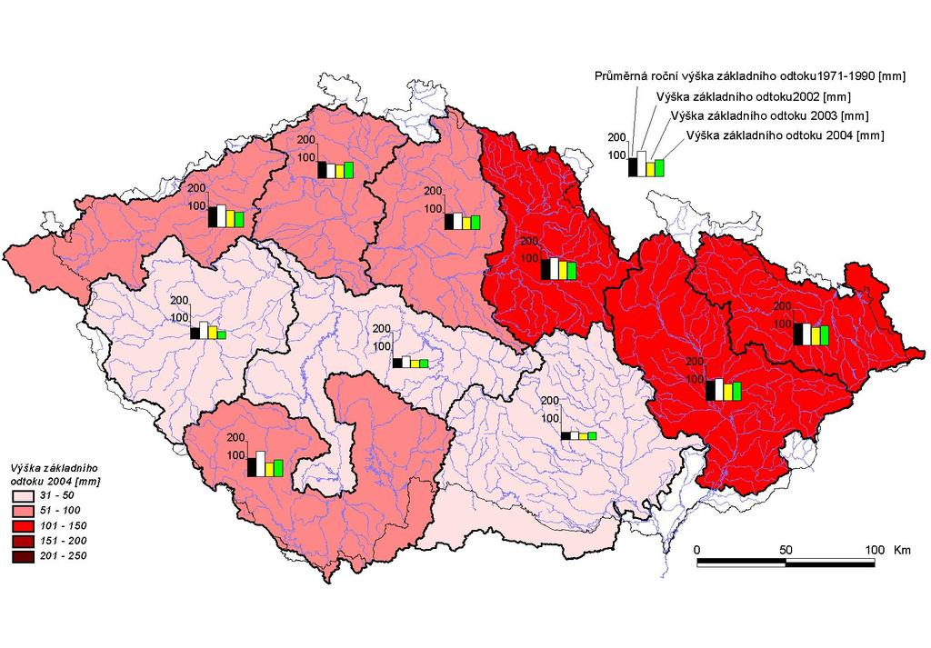 Mapa 5 Výška základního odtoku v 10