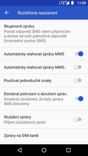 13 z 38 Upozornění o doručení SMS Messenger. Stisknete Možnosti. 3. Zvolíte Nastavení. 4.