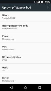 14 z 38 Nastavení MMS Nastavení. Vyberete možnost Další. 3. Zvolíte Mobilní sítě.