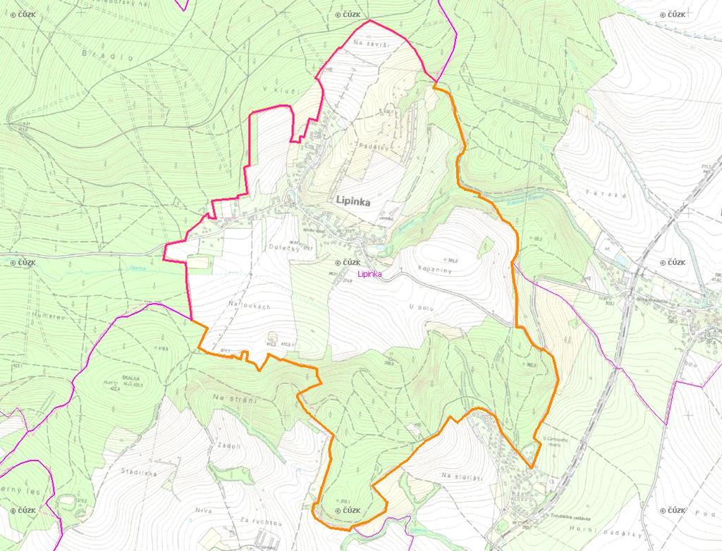 A. NÁZEV OBCE Název části obce (ZSJ): Lipinka Mapa A: Území obce Přehledová mapka